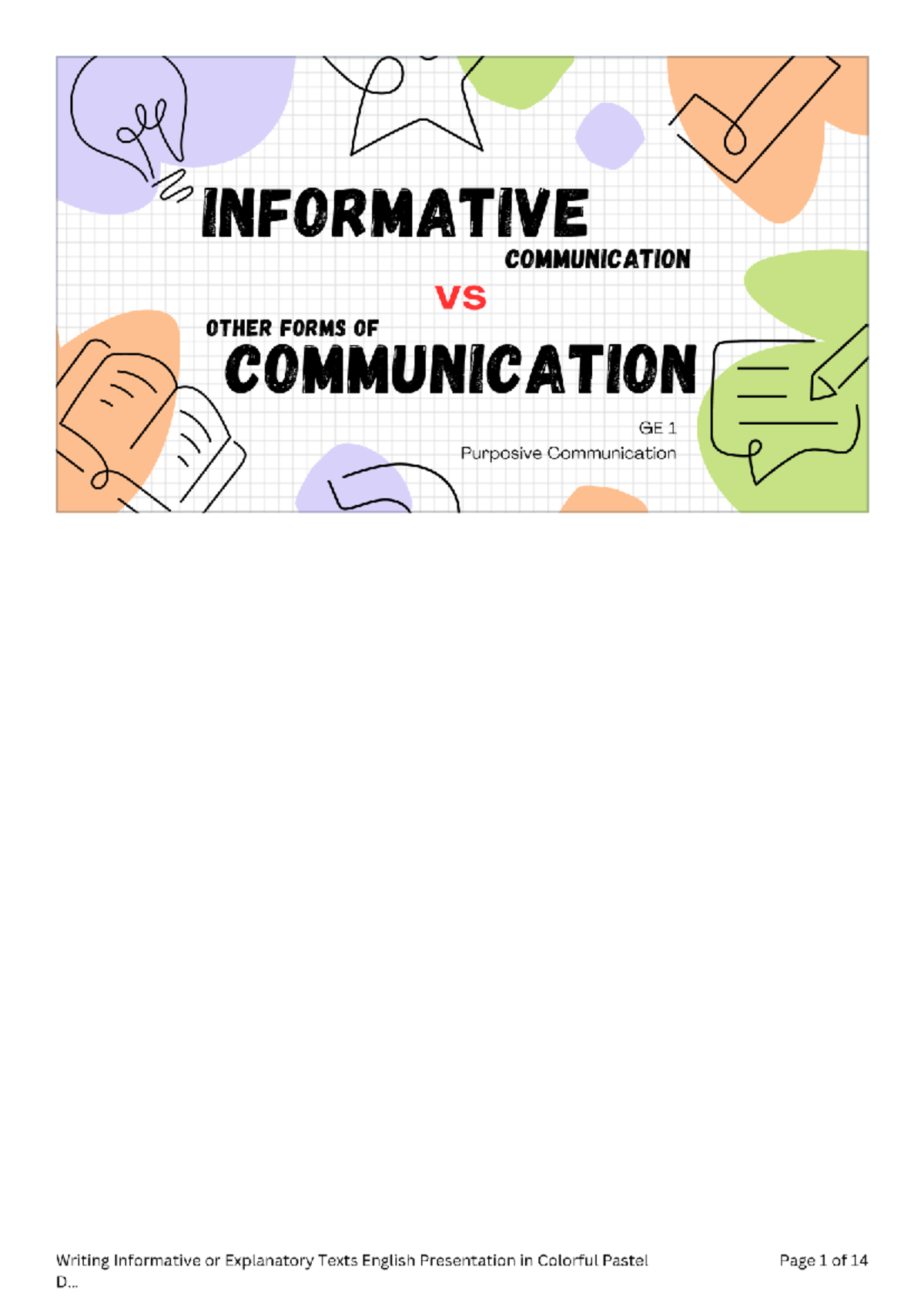 GE 1: Informative Communication vs Other Discourse Forms - Studocu