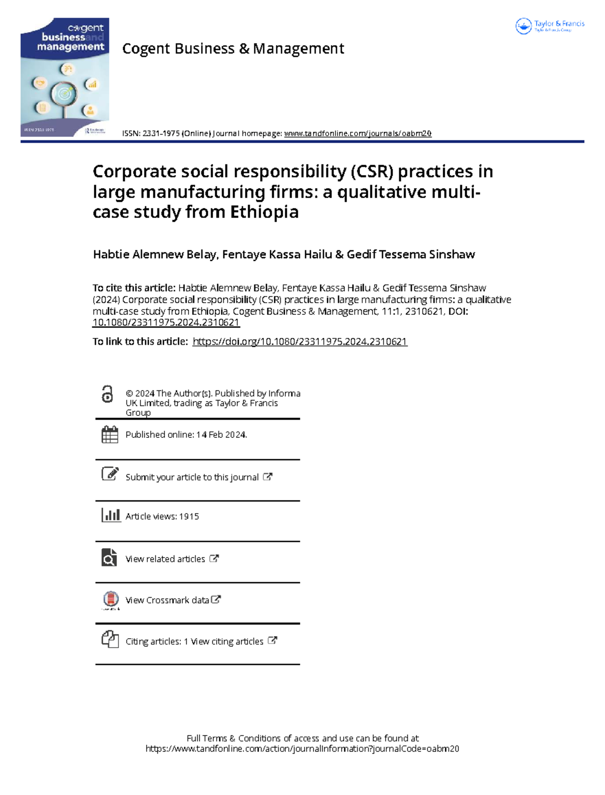 Corporate Social Responsibility (CSR) Practices in Large Manufacturing ...