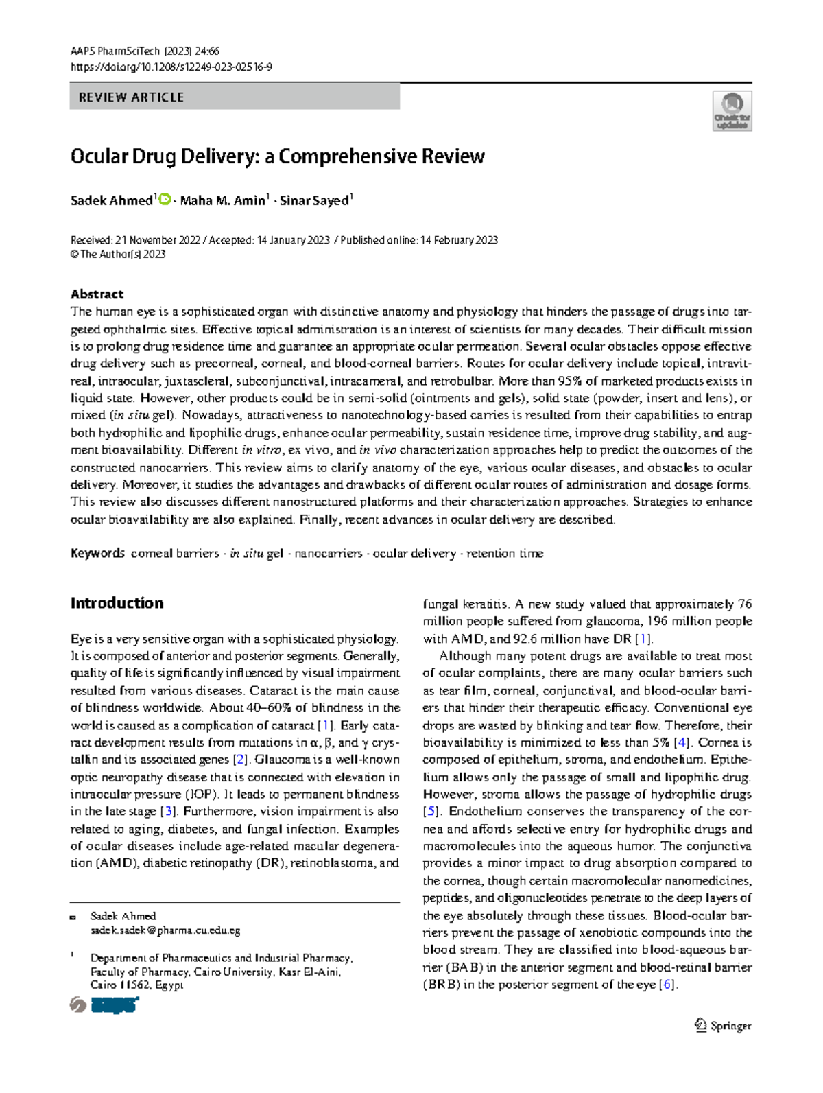 GOP Drug Delivery: Comprehensive Review on Ocular Drug Delivery ...