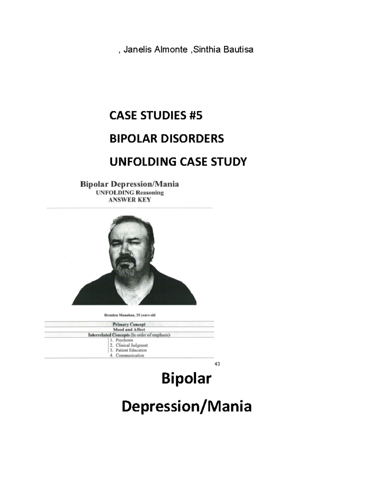 Bipolar Case Study 429: Managing a Patient with Depression and Mania ...