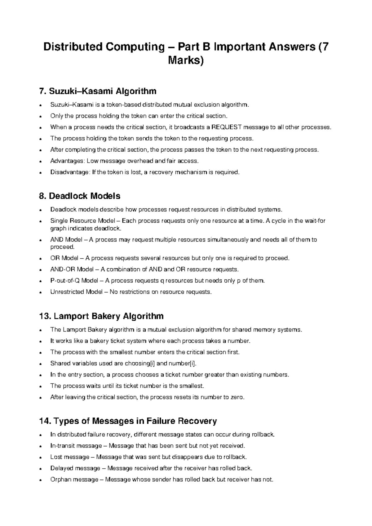 Distributed Computing Part B: Key Answers & Concepts - Studocu