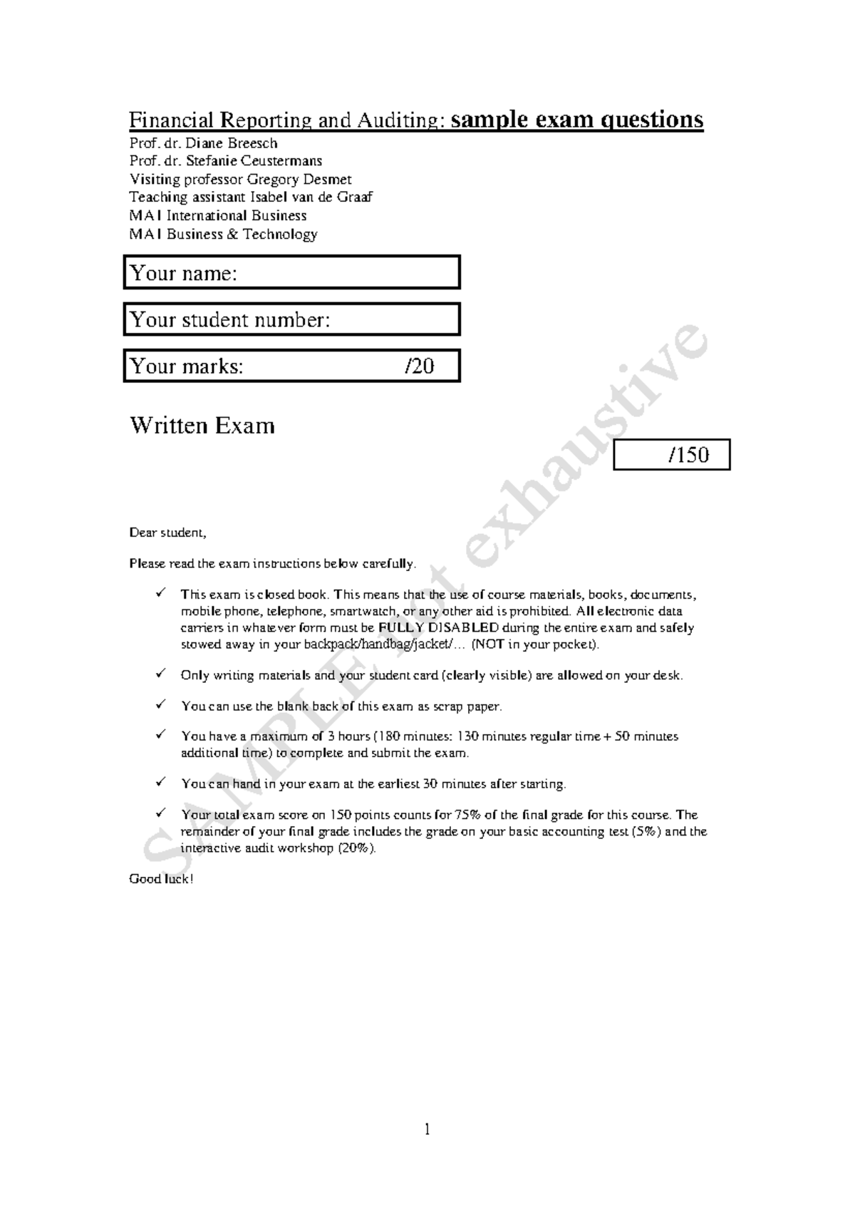 FRA MA1 Sample Exam Questions and Summary Notes - Studocu