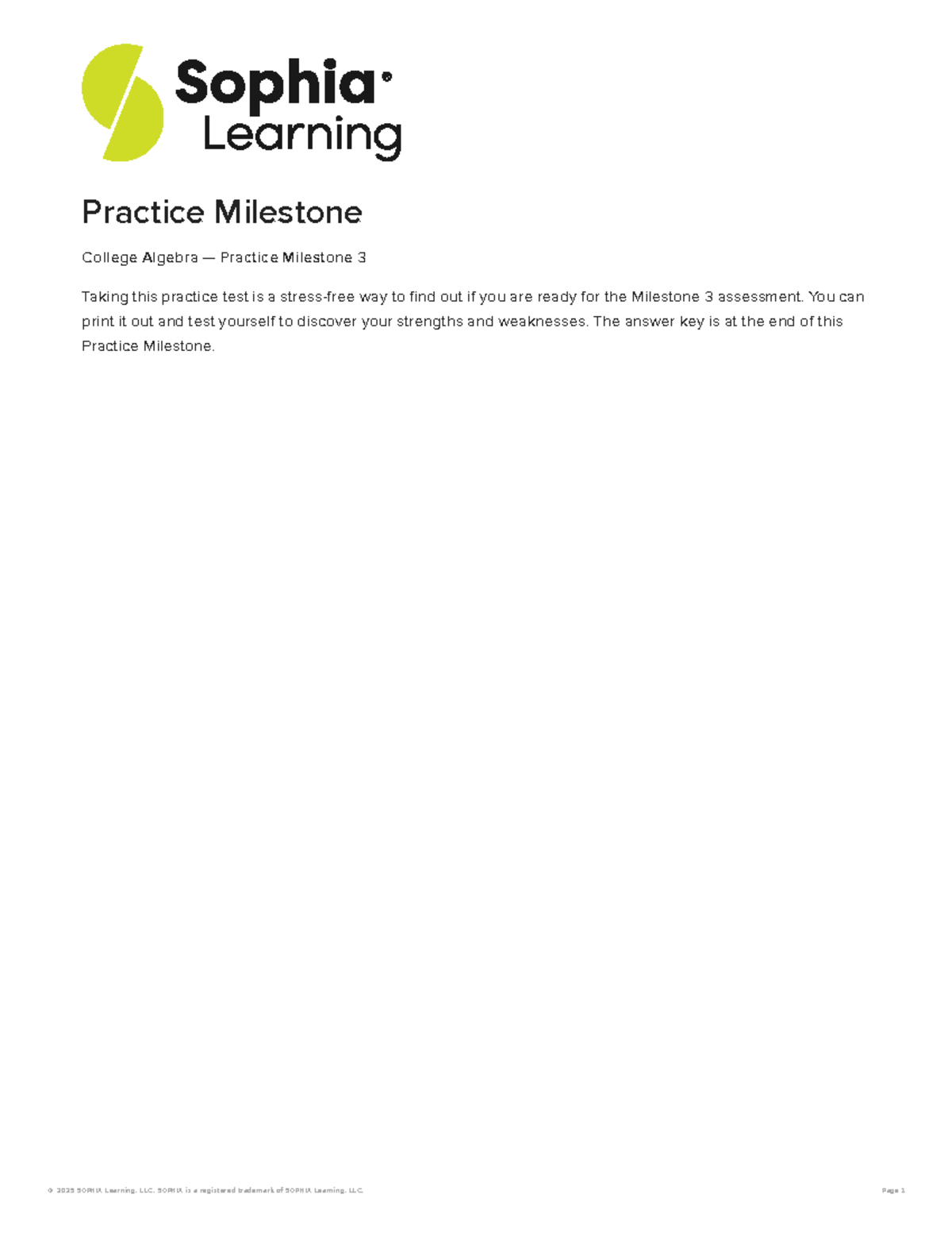 Math1001 Practice Milestone 3: College Algebra Test Prep - Studocu