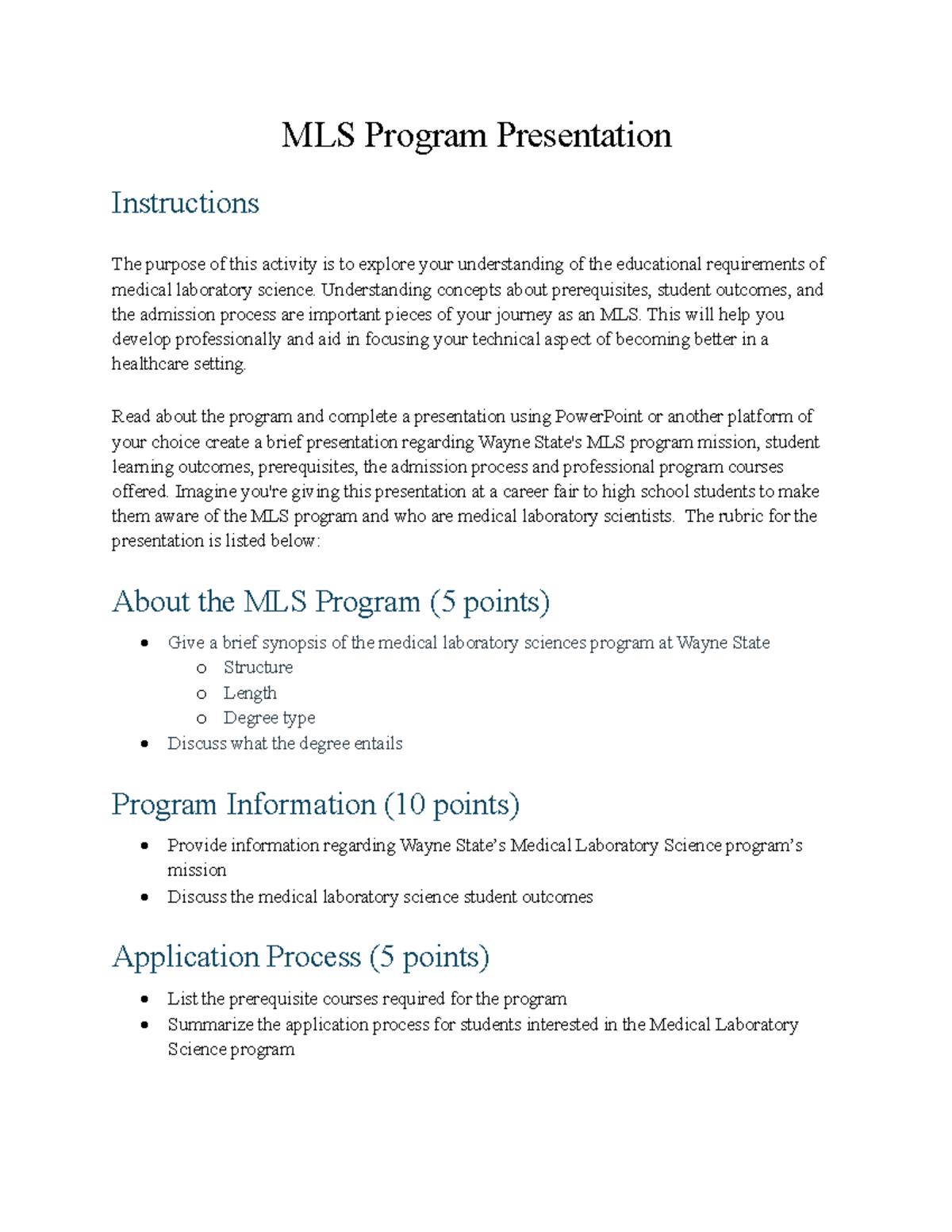MLS Program Presentation Guidelines for Career Fair - Studocu