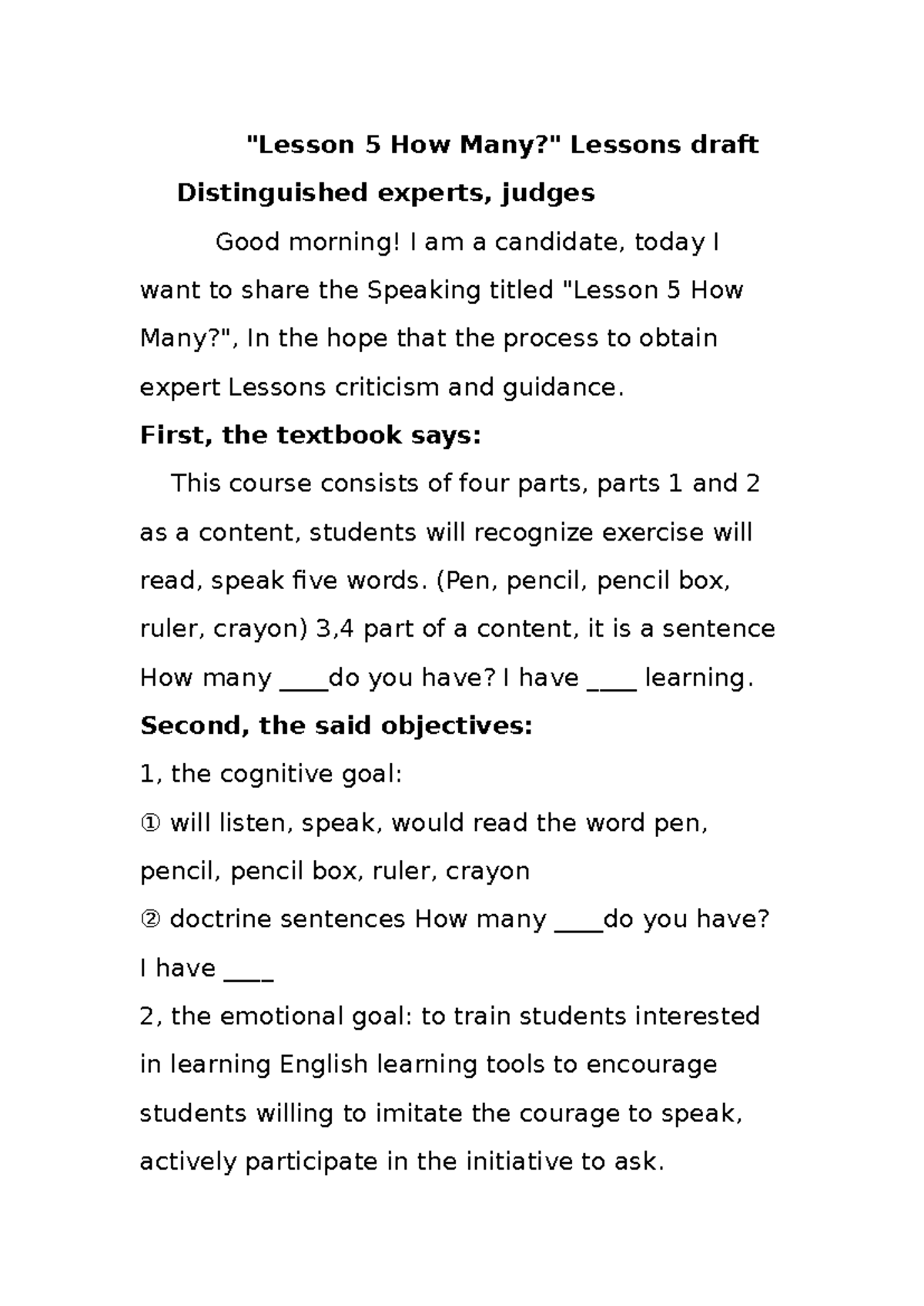 Lesson 5: How Many? Teaching Strategies and Activities - Studocu