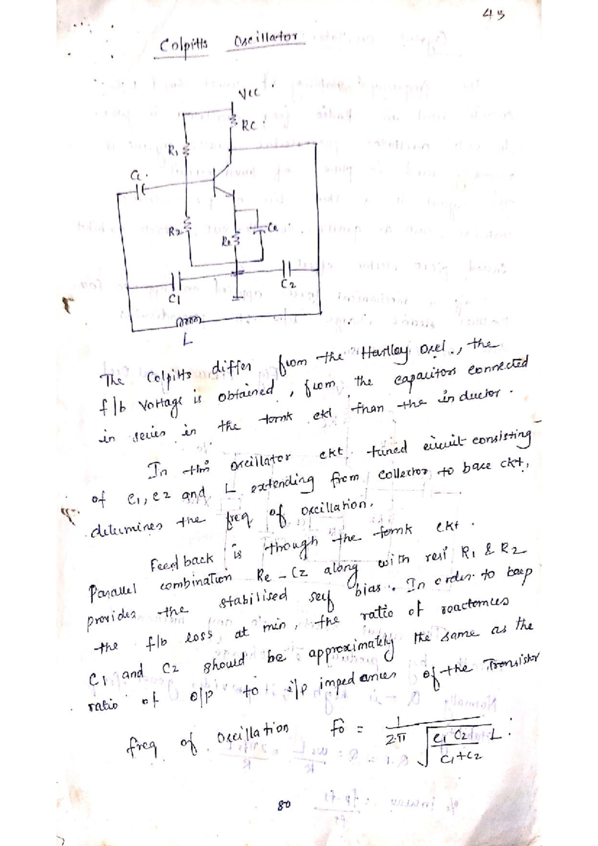 Colpitts Oscillator Analysis and Frequency Stability (EE 101) - Studocu