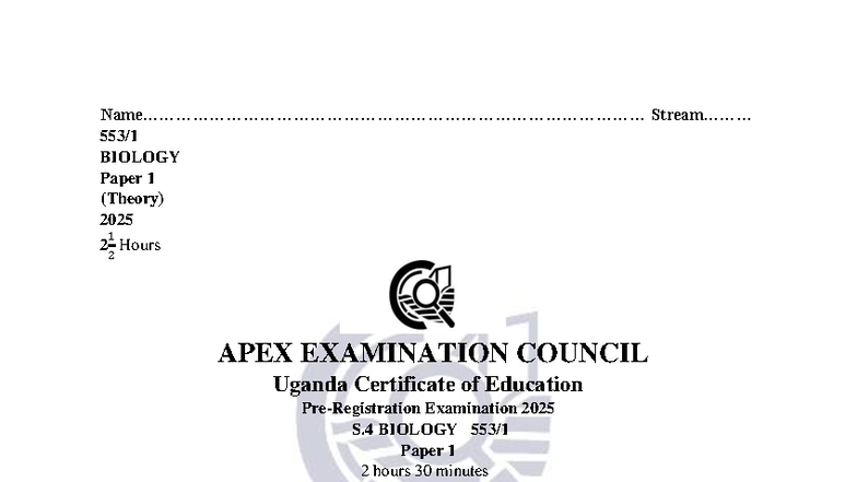s4-biology-paper-1-theory-2025-apex-examination-council-studocu