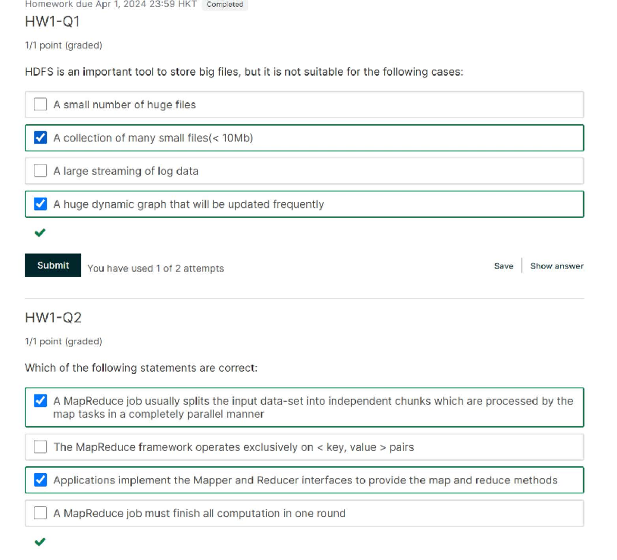 HW1: Key Concepts in HDFS and MapReduce for Homework Due Apr 1, 2024 ...