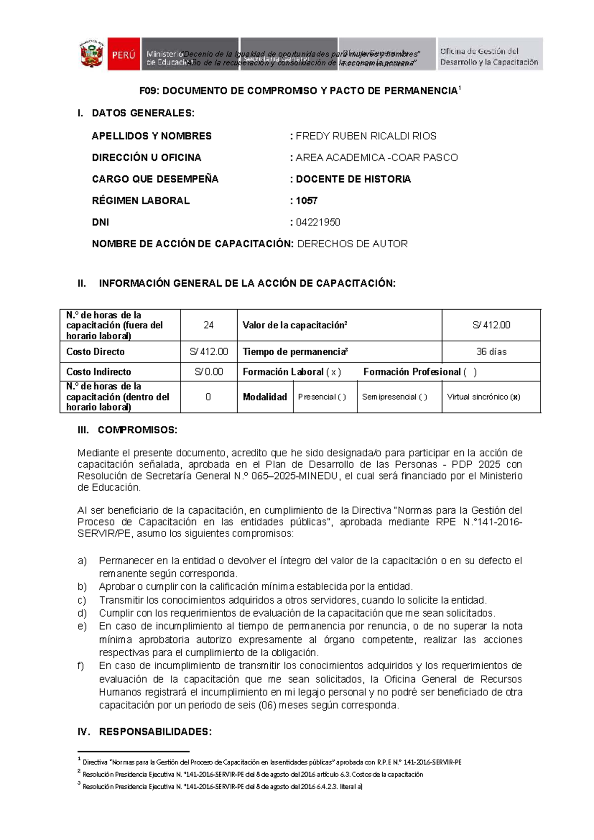 F09: Compromiso de Capacitación en Derechos de Autor y Permanencia ...