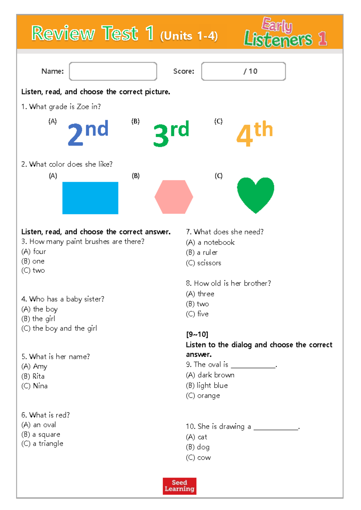 EL1 Review Test 1: Listening & Reading Comprehension Questions - Studocu