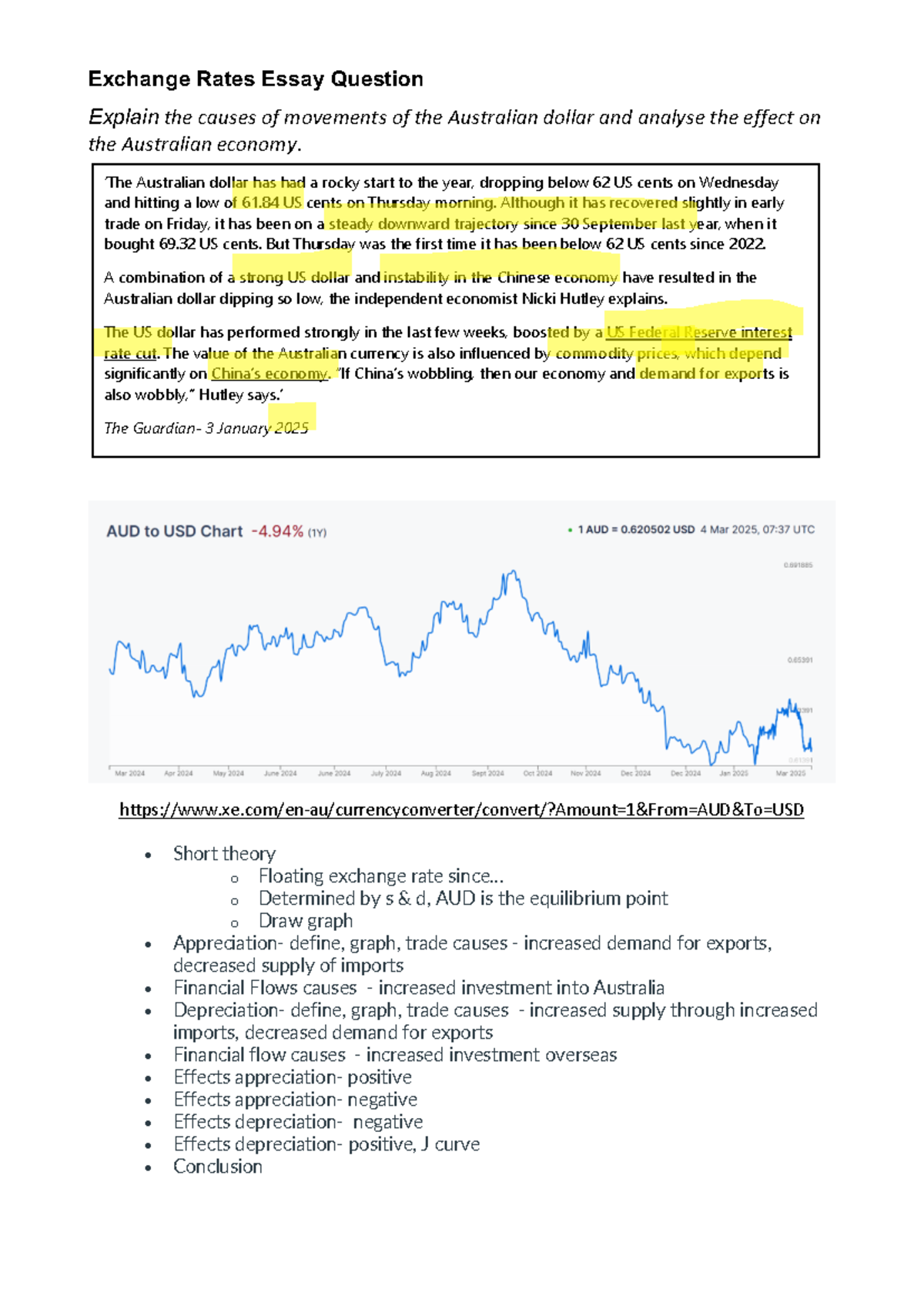 Exchange Rates Essay Q1: Causes & Effects on the Australian Economy ...