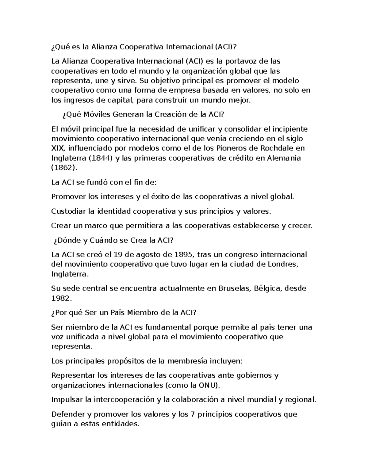 Actividad 3: La Alianza Cooperativa Internacional (ACI) y su Impacto ...