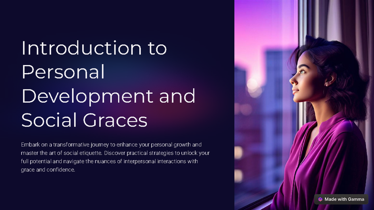 Personal Development & Social Graces: A Journey to Success - Studocu