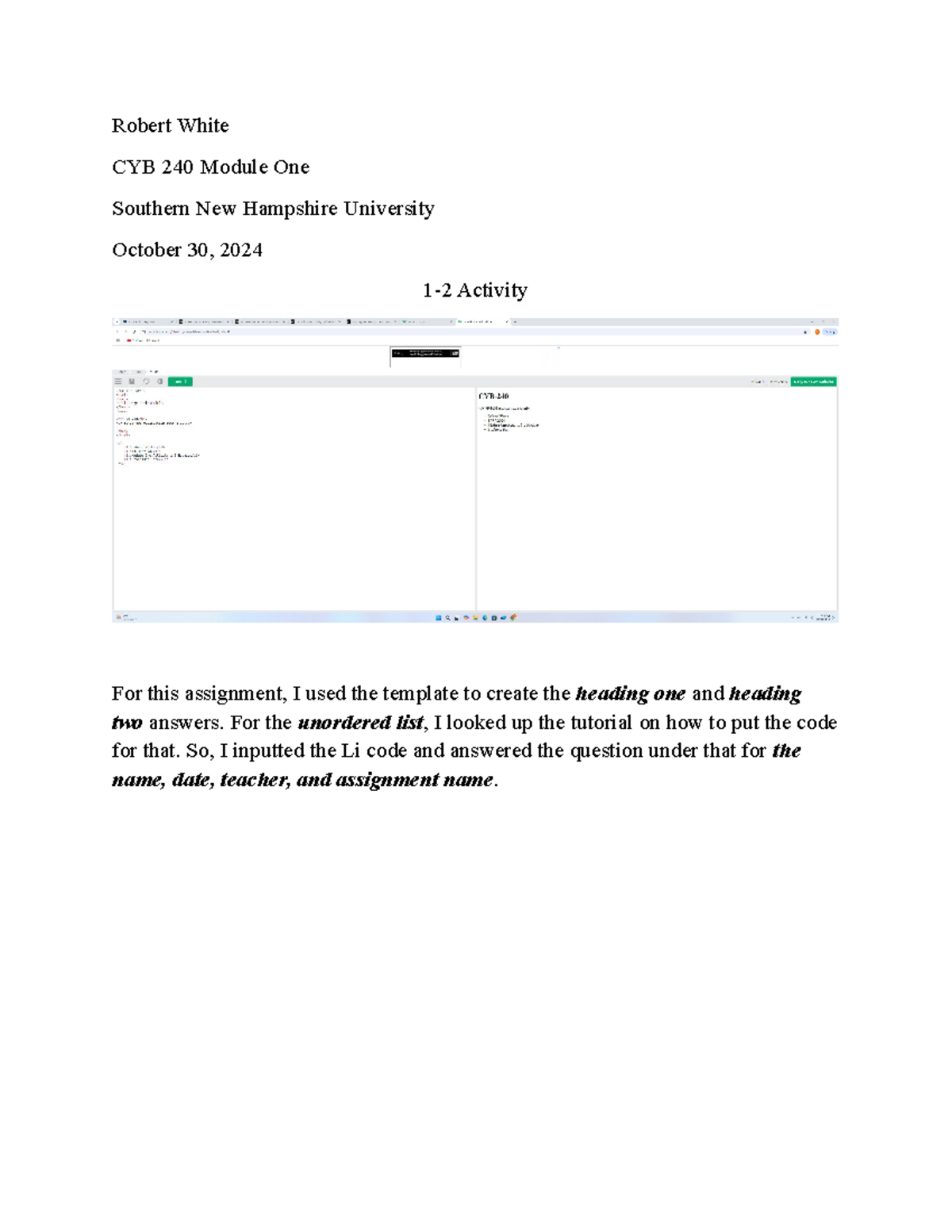 MOD 1-2 CYB 240 - stufffff - CYB 240 - Robert White CYB 240 Module One ...