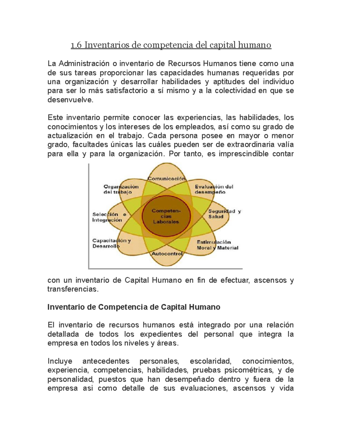 Inventario de Competencias del Capital Humano - Sección 1.6 - Studocu