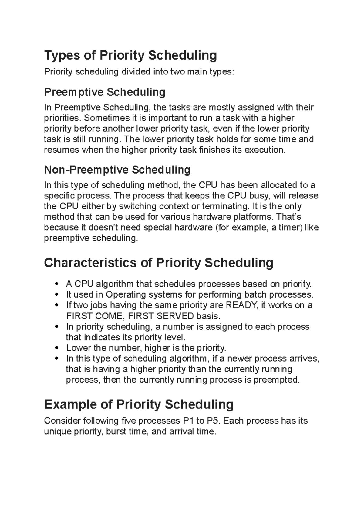 Preemptive Priority Scheduling Handout - CS101 Lecture Notes - Studocu