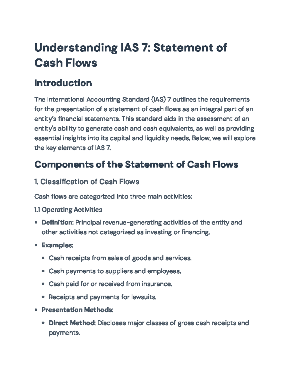 IAS 7: Statement of Cash Flows - Key Components and Practical Steps ...