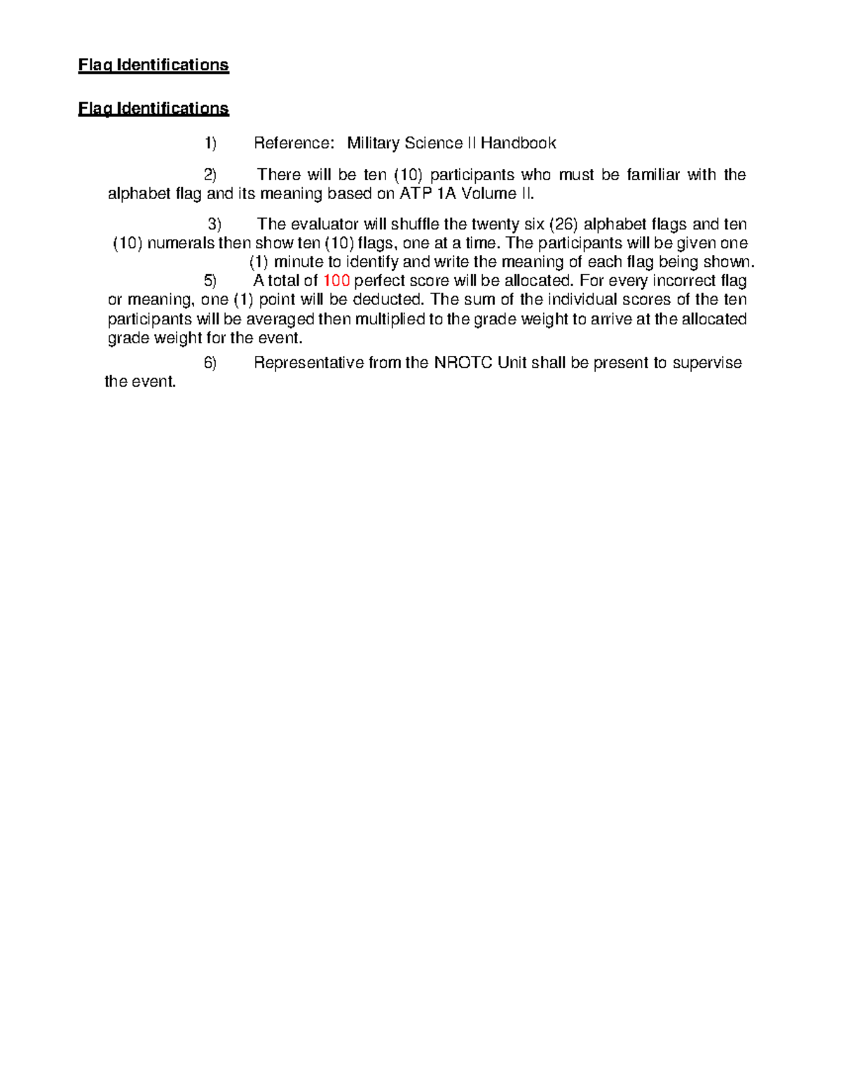Military Science II: Flag Identifications and Scoring Guide - Studocu
