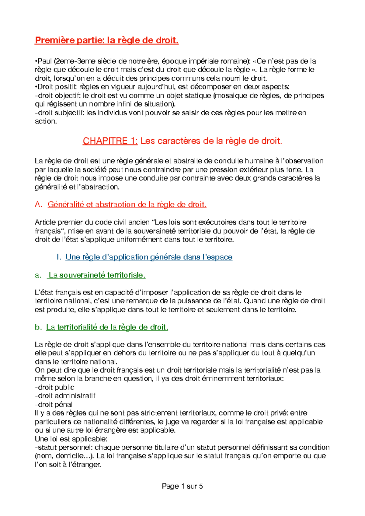 Chapitre 1: Caractères de la Règle de Droit en Droit Positif[342] - Studocu