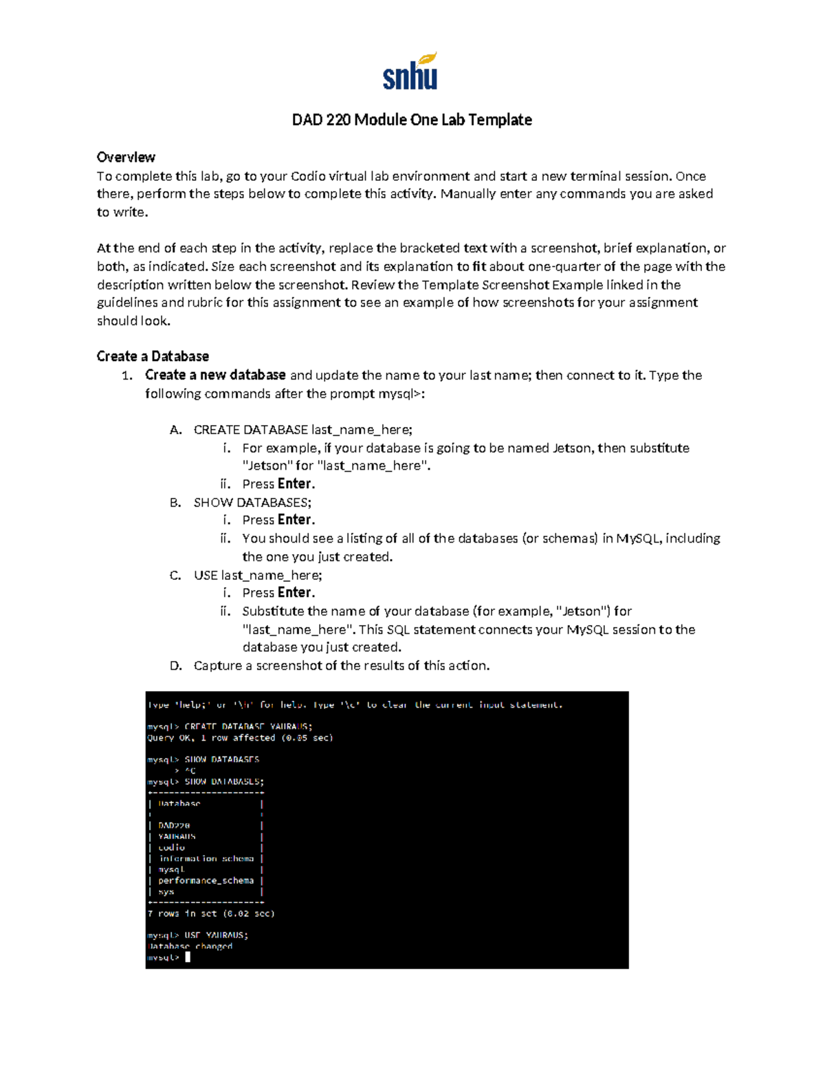 1-4 Activity - DAD 220 - DAD 220 Module One Lab Template Overview To ...