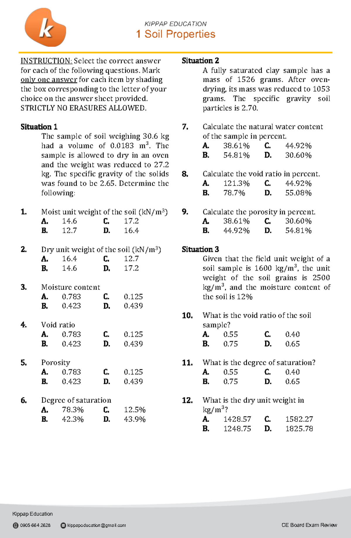 KIPPAP 0905 Soil Properties CE Board Exam Review Questions & Answers ...