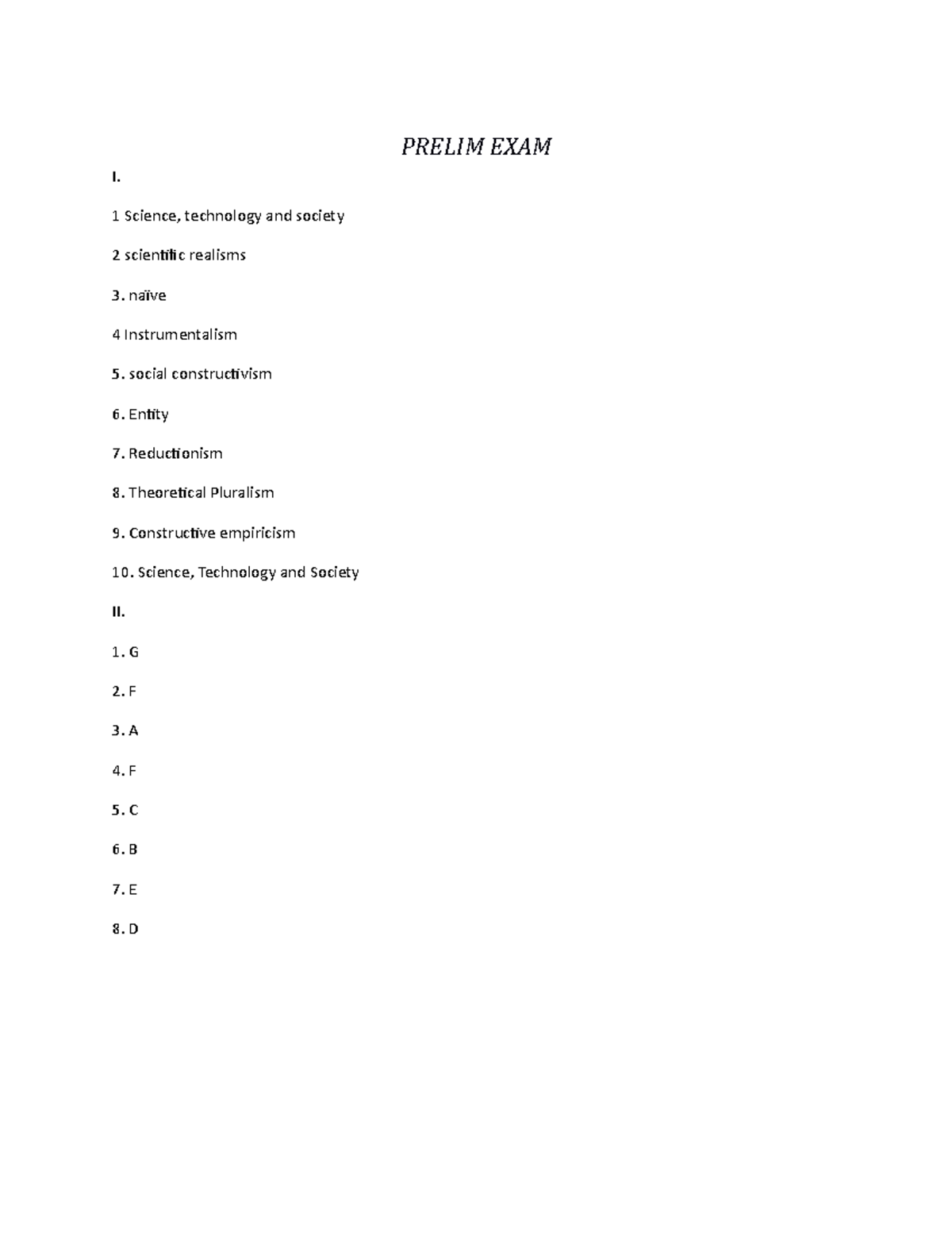 Marquez Nico R - about BSHM department - PRELIM EXAM I. 1 Science ...