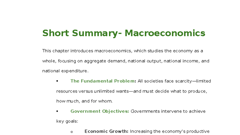 CH 7 Part-2: Macroeconomics Overview and Key Concepts - Studocu