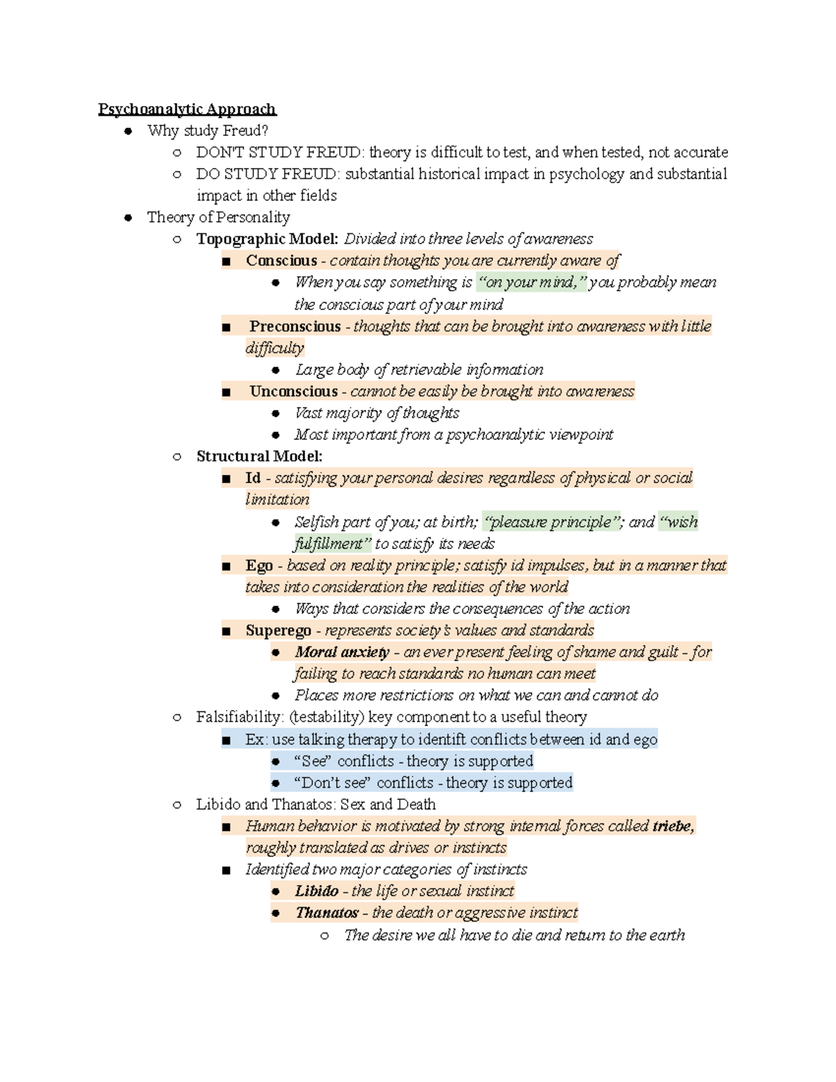 PSY 340 - Insights into the Psychoanalytic Approach and Freud's Theory ...