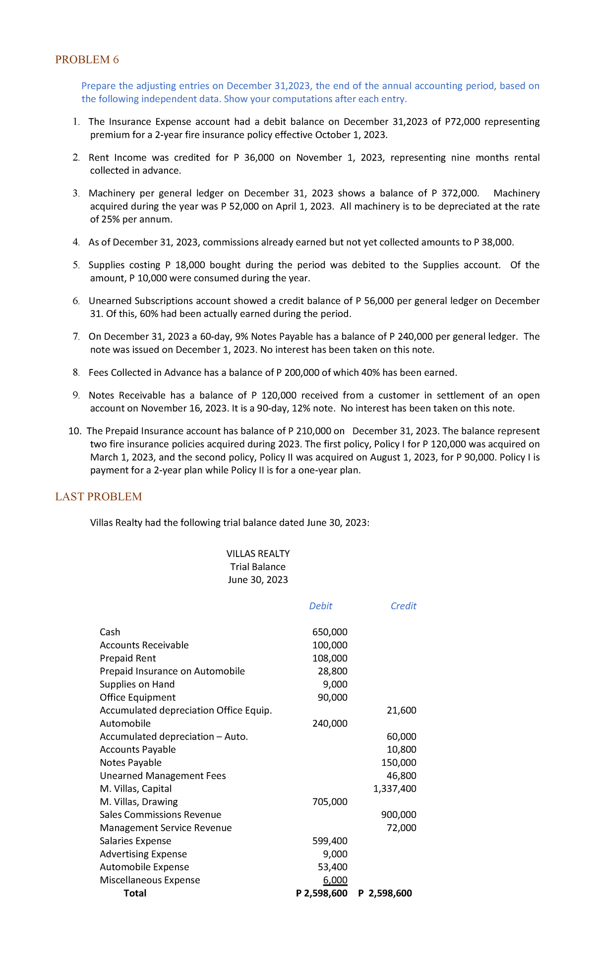 Accounting Adjusting Entries for Year-End 2023 - ACCT 101 - Studocu