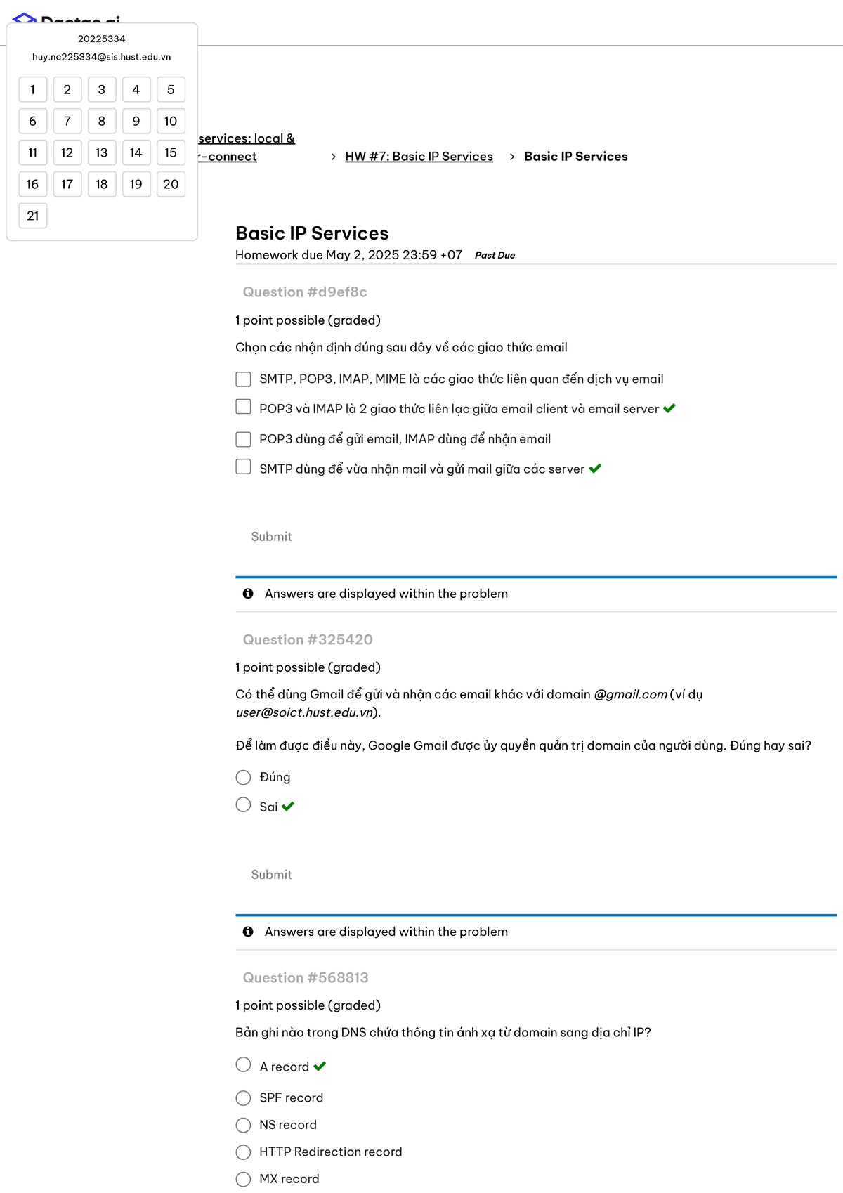 20225334 Basic IP Services Homework 7: Email Protocols & DNS Records ...