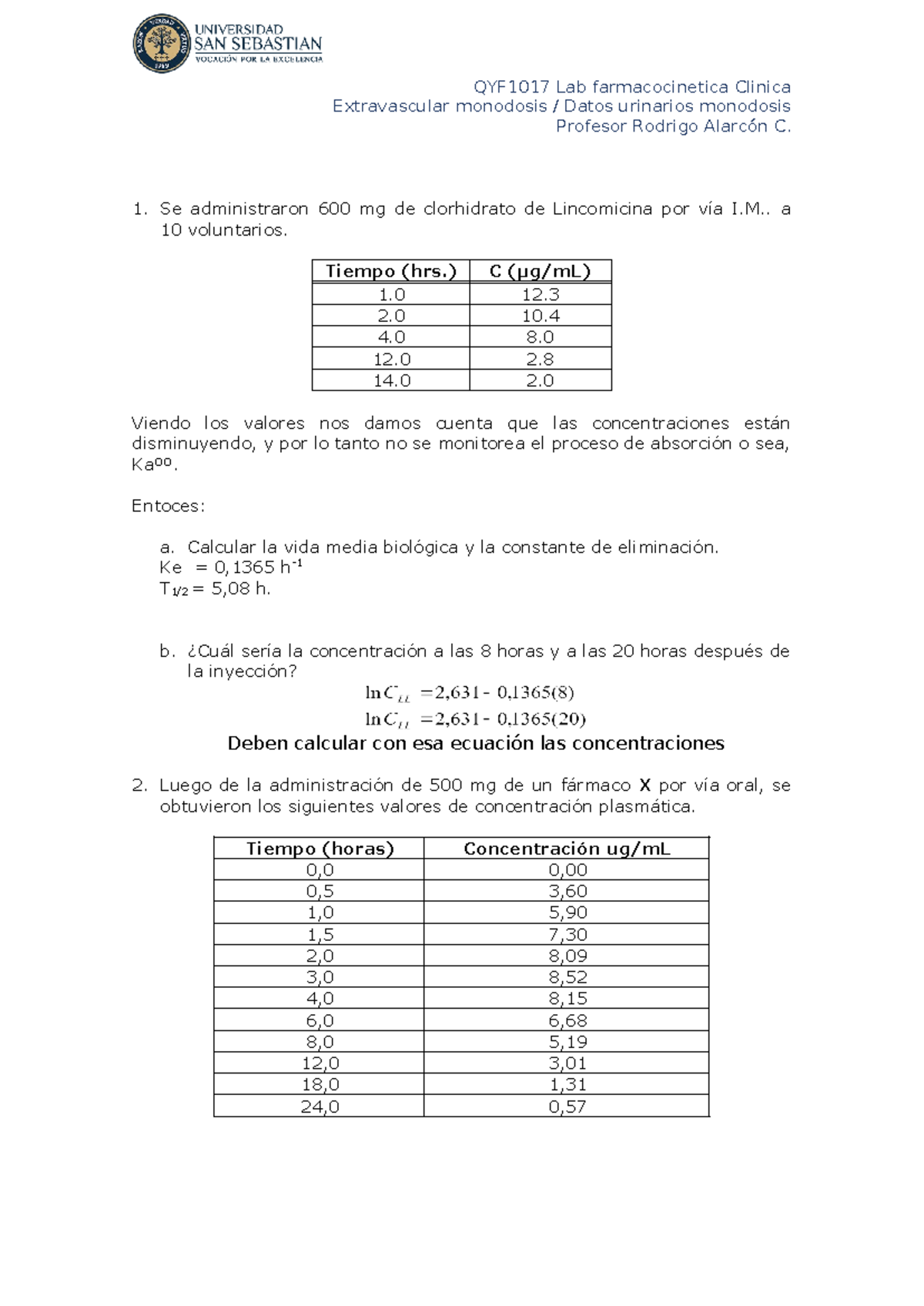 Ejercicios Resueltos - Farmacocinética Clínica QYF1017 Lab - Document Preview