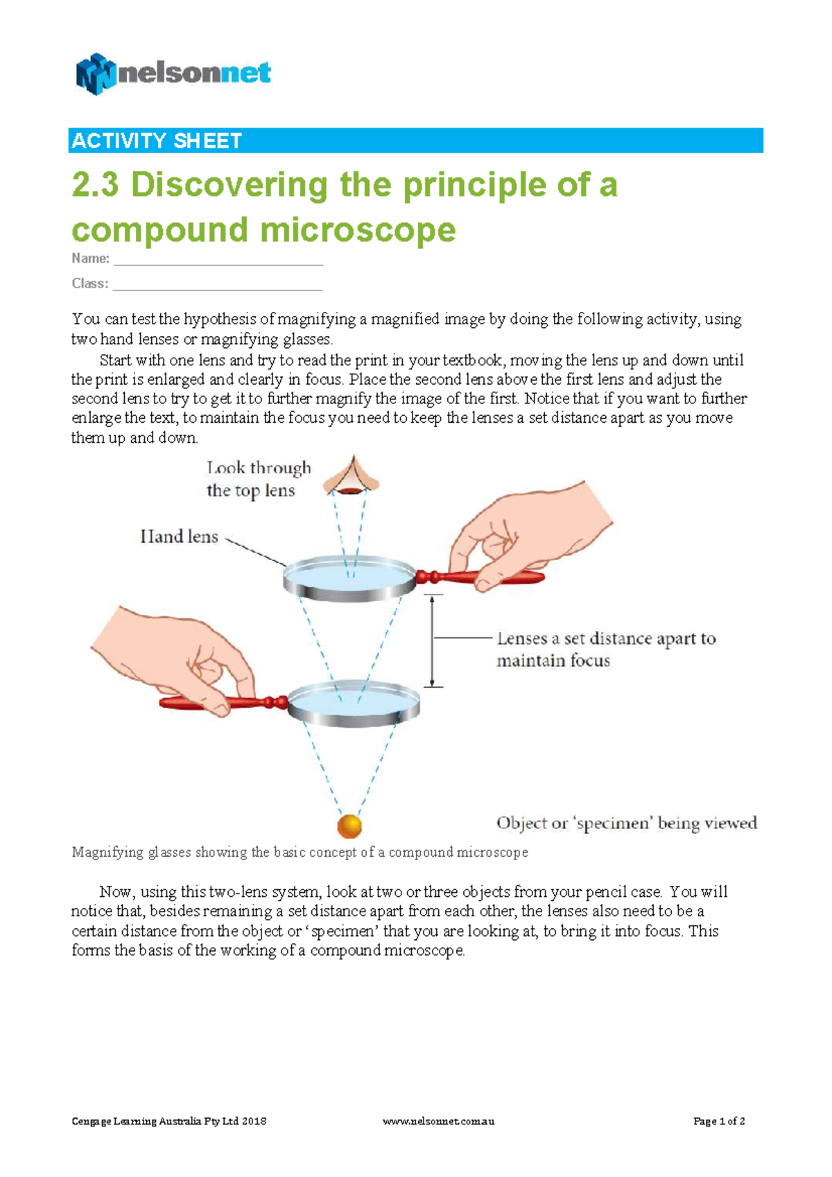 ACTIVITY SHEET 2.3: Exploring Compound Microscope Principles - Studocu