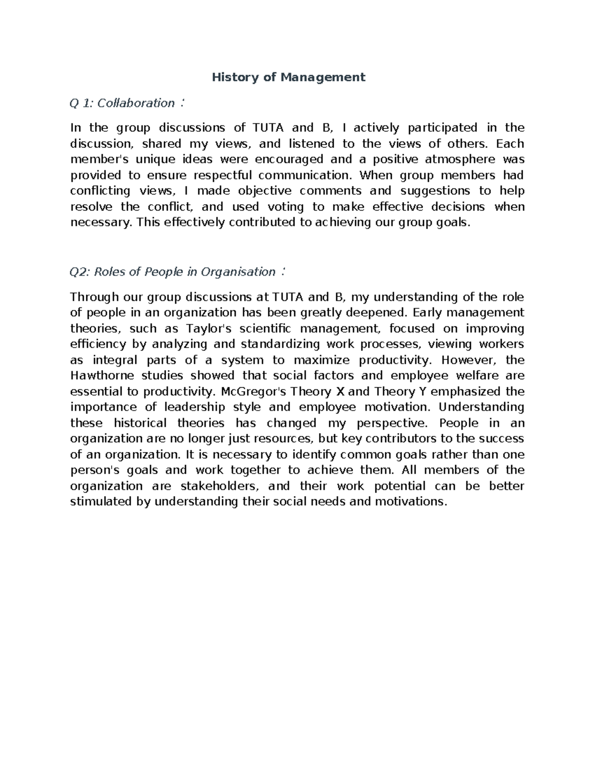 History of Management - Key Concepts and Theories Notes - Studocu