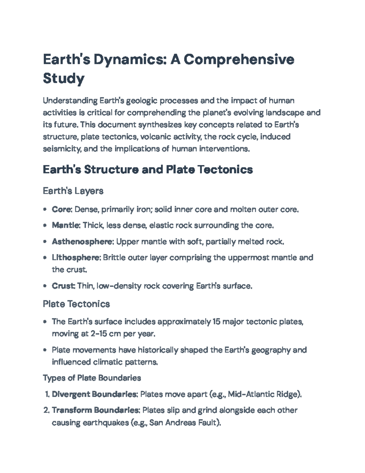 Earth Dynamics: Understanding Geology, Human Impact, and Processes ...