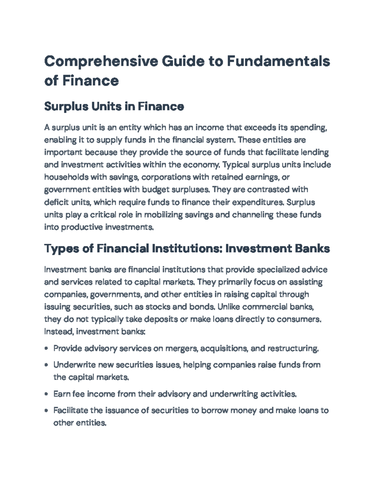 Comprehensive Guide to Finance Principles and Strategies (FIN101) - Studocu