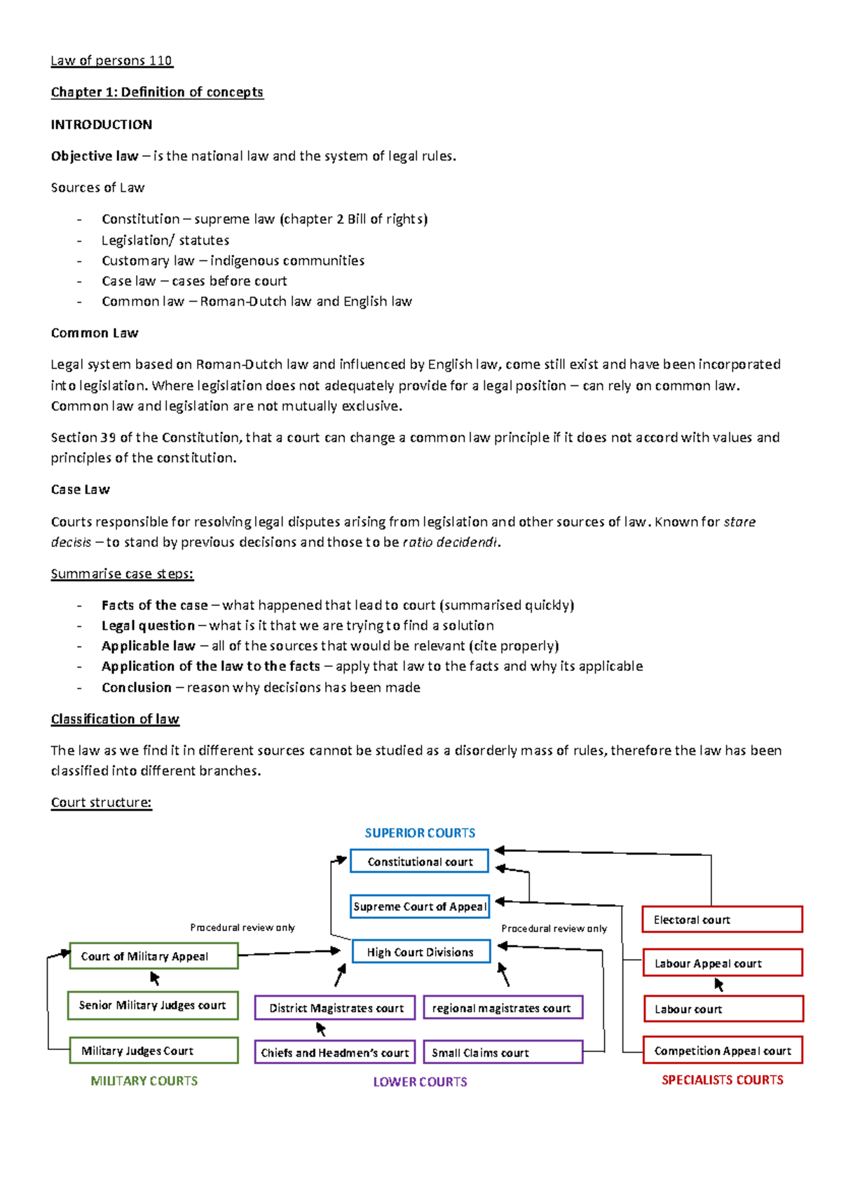 PSR: Chapter 1 - Key Concepts in Law and Legal Systems - Studocu