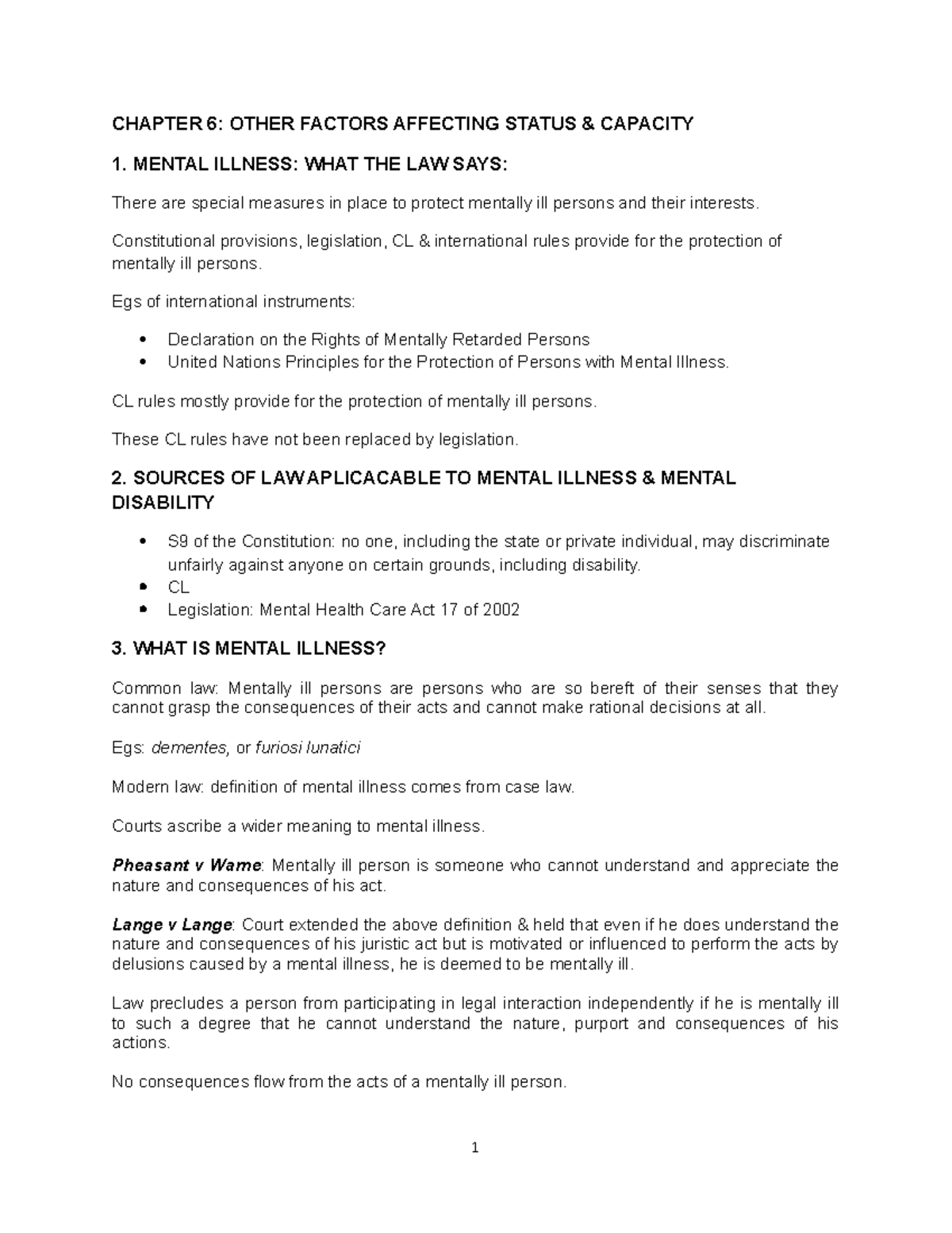 CH 6 Mental Illness - Key Legal Considerations and Protections - Studocu