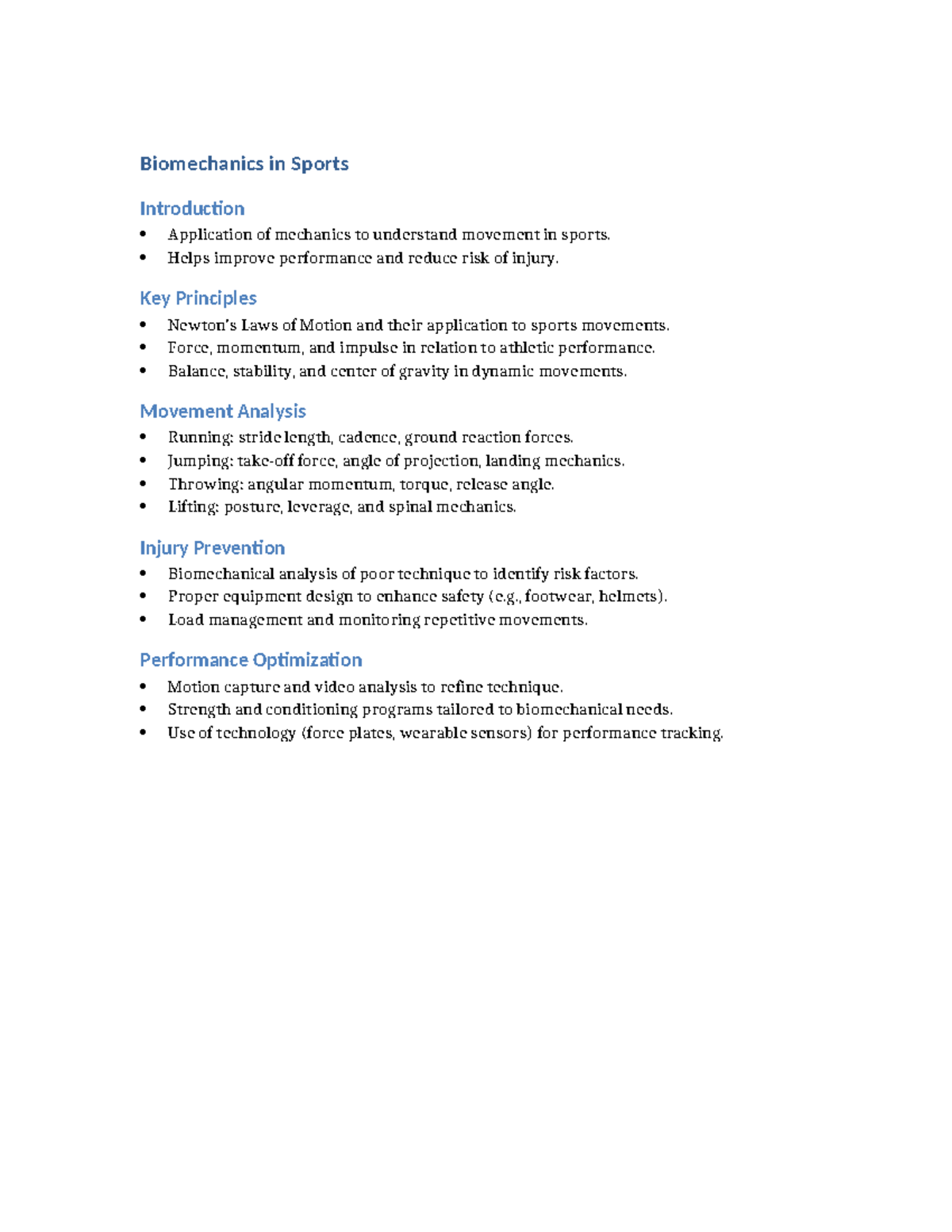 Module 2: Biomechanics in Sports - Principles & Applications - Studocu