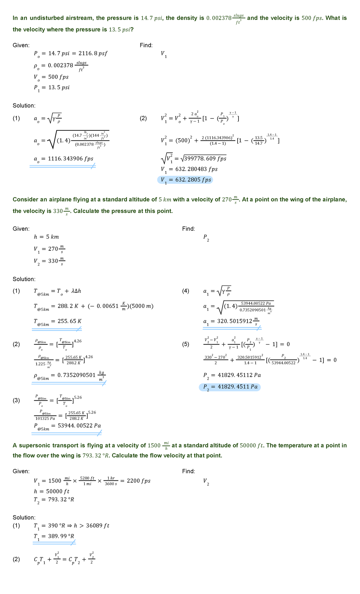 Aerody 𝑓𝑖𝑛𝑎𝑙𝑠: Fluid Dynamics & Pressure Calculations in Flight - Studocu