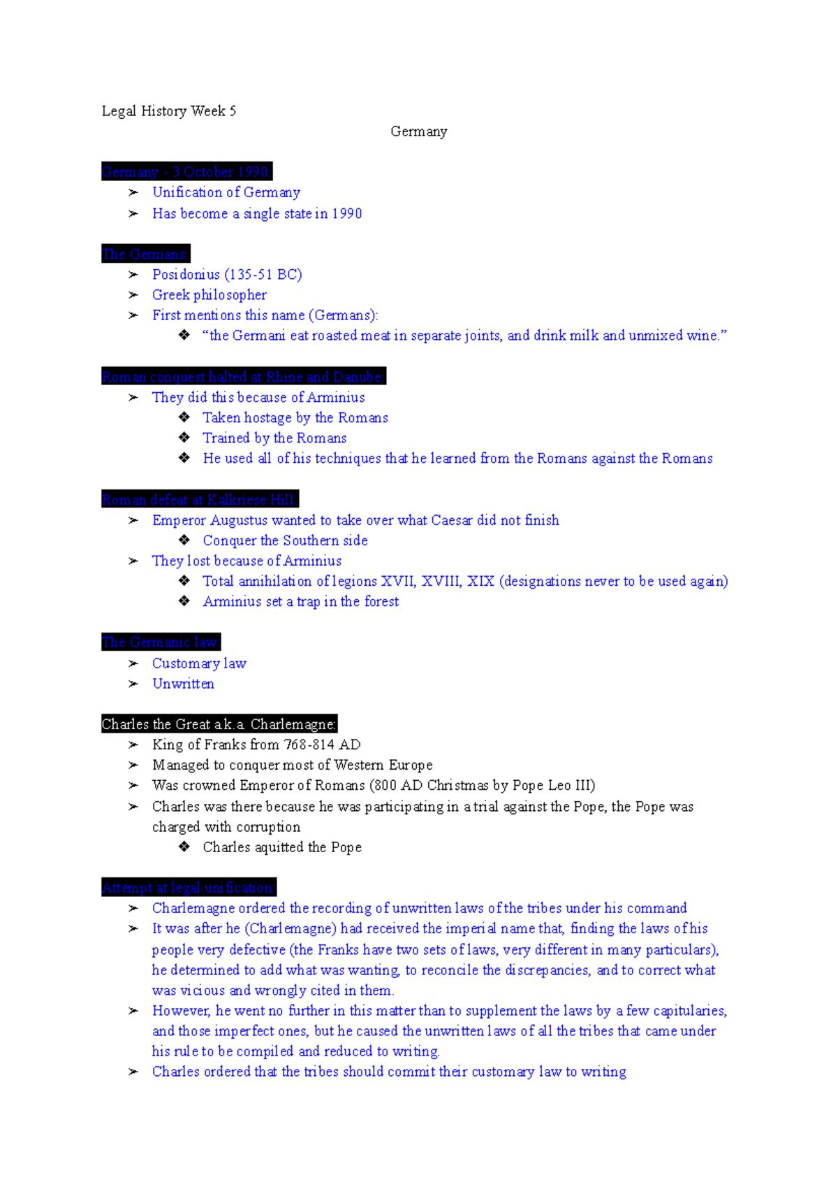 Legal History Lecture Notes W5: Germany's Unification & Laws - Studeersnel