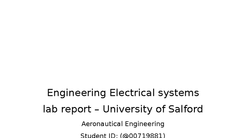 Engineering Electrical Systems Lab Report - University of Salford - Studocu