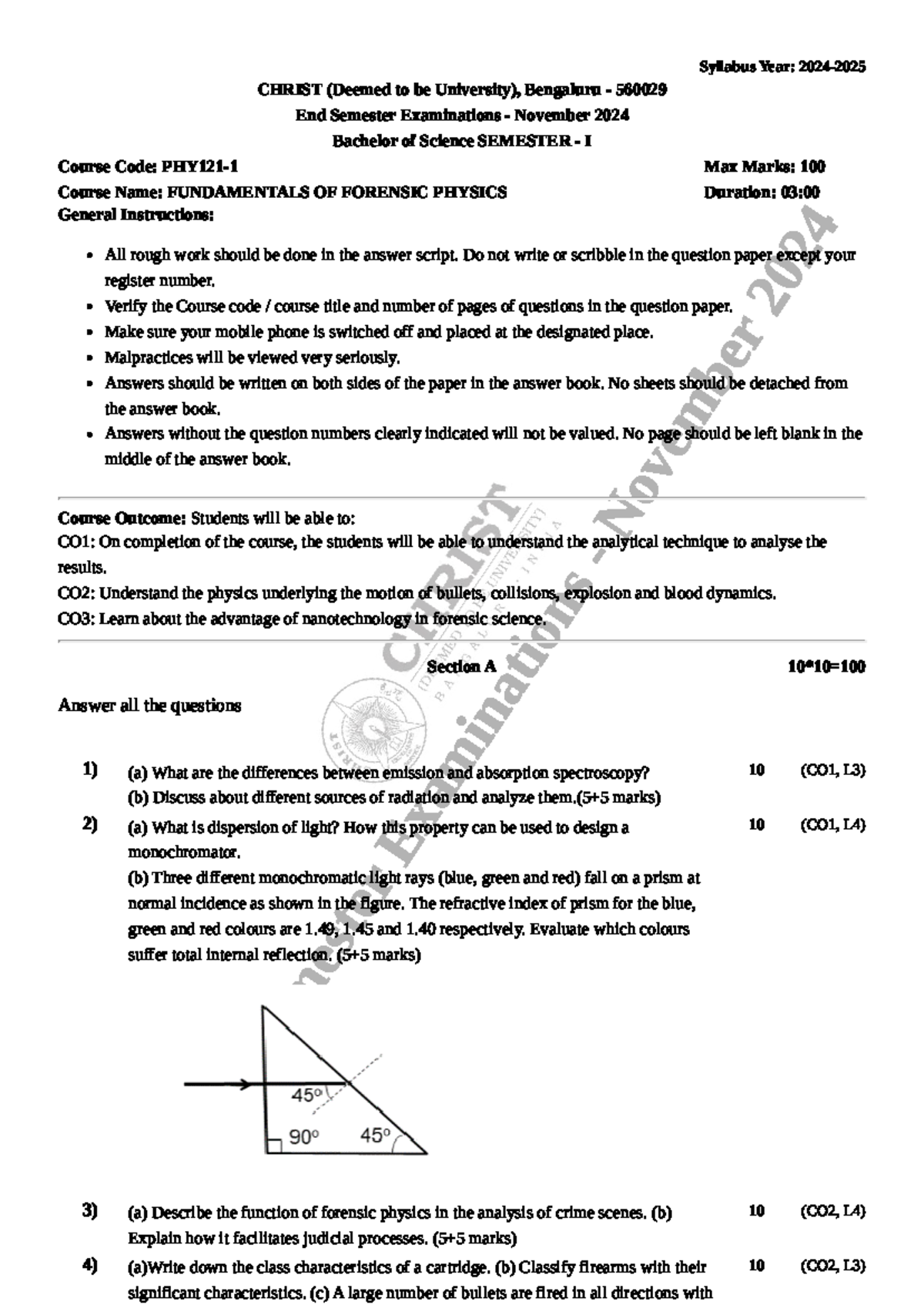 FUNDAMENTALS OF FORENSIC PHYSICS Syllabus - B.Sc SEM I (End Sem Exam ...