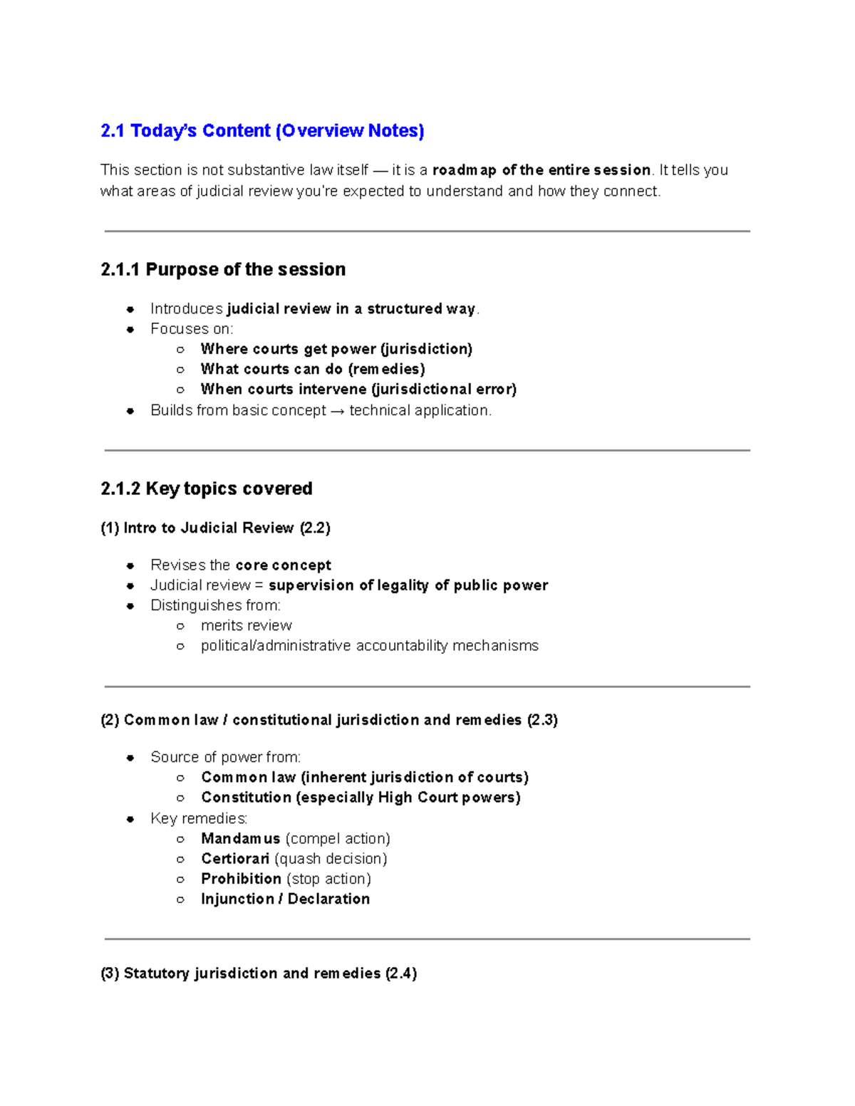 Australian Administrative Law (LAWS201) Session 2 Overview Notes - Studocu