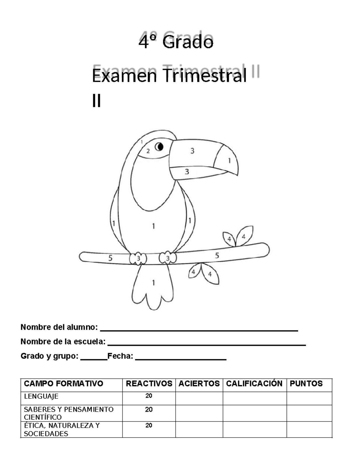 Examen Trimestral II 4º Grado - Lenguaje y Ciencias - Studocu