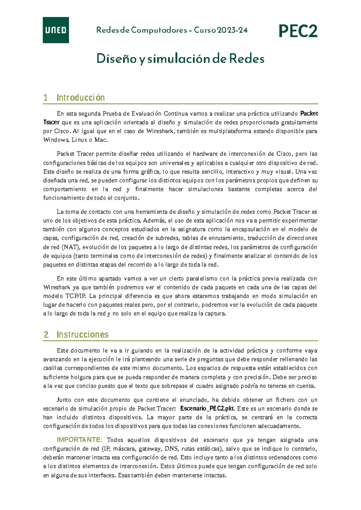 Título: PEC2 Redes: Diseño y Simulación con Packet Tracer - Curso 2023 ...