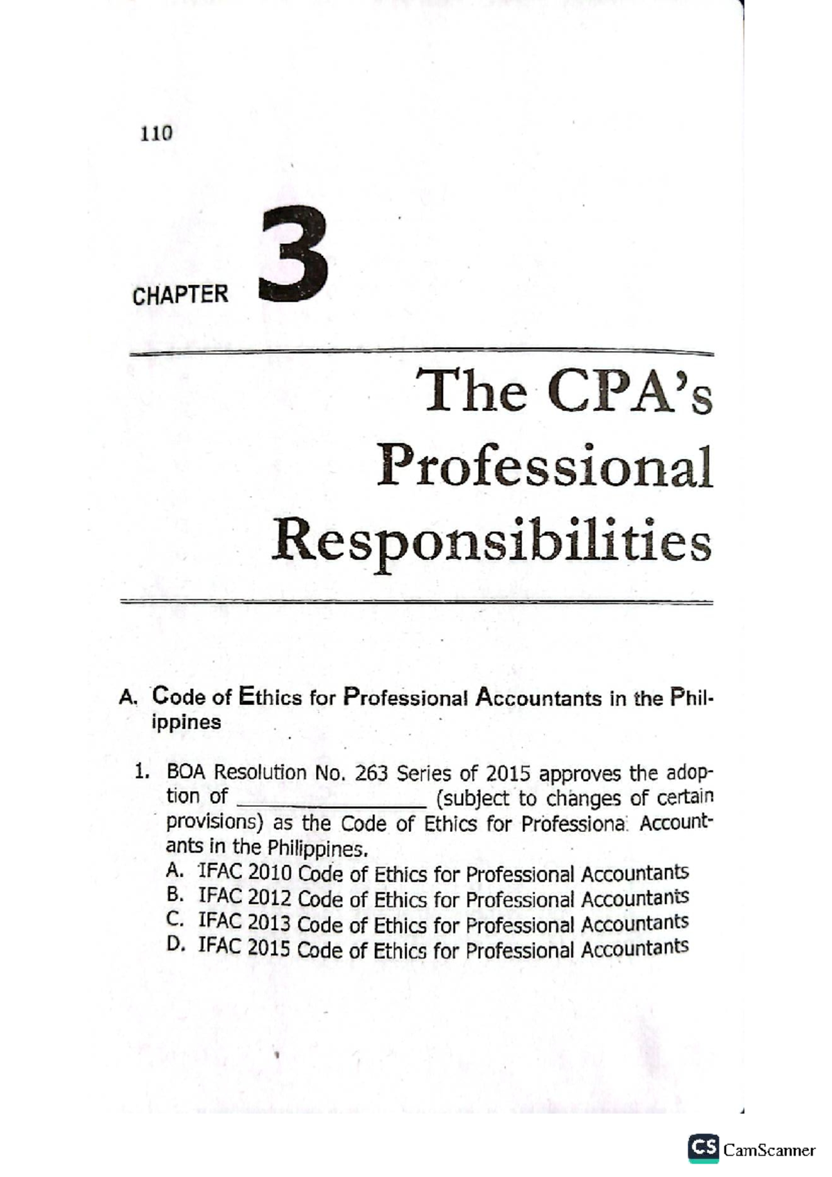 CS 110: Chapter 3 - Professional Responsibilities and Code of Ethics ...