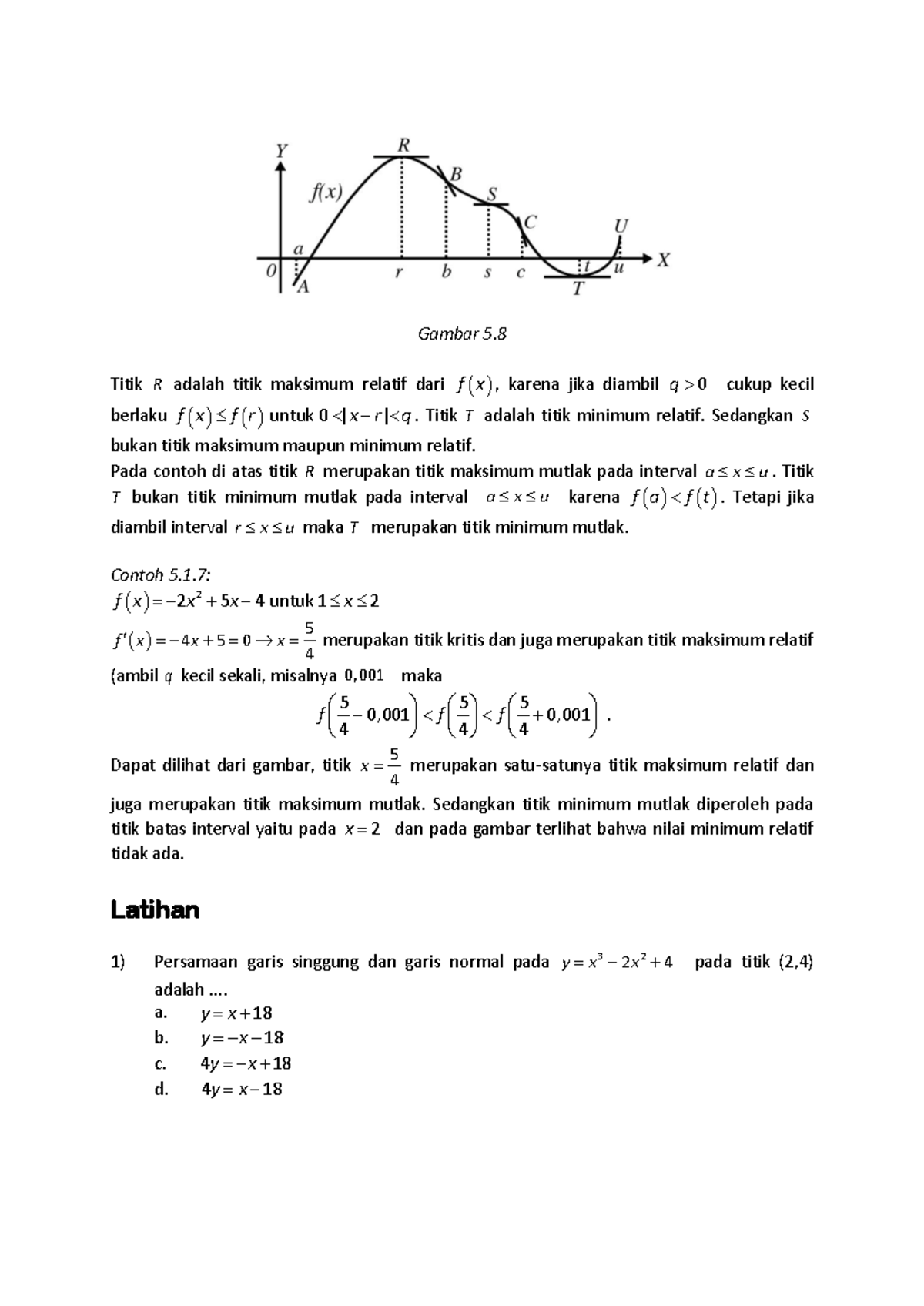 Contoh Soal Penggunaan Turunan - Gambar 5. Titik R adalah titik ...