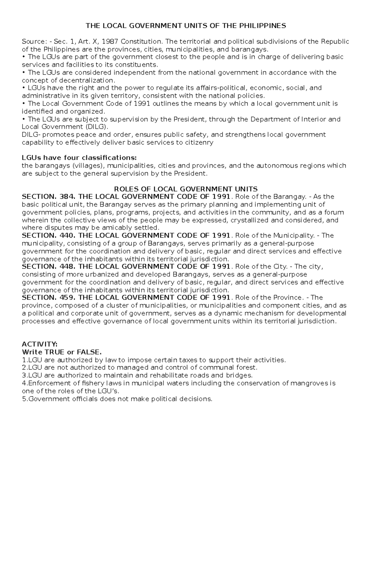 Local Government Units in the Philippines: Roles & Responsibilities ...
