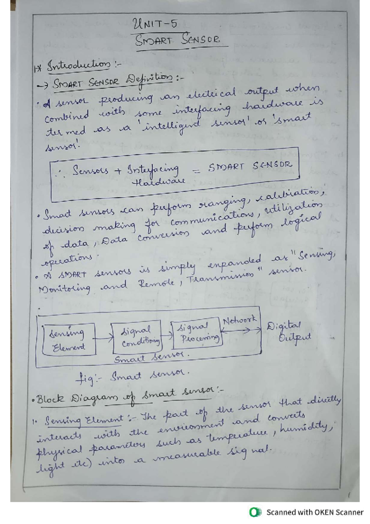 UNIT-5 Smart Sensor - Comprehensive Notes on Functionality and ...