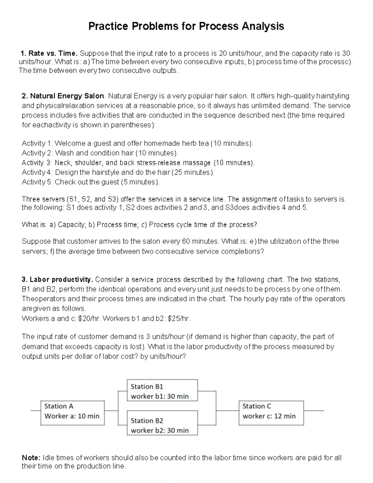 Practice Problems for Process Analysis (Course Code: PA101) - Studocu